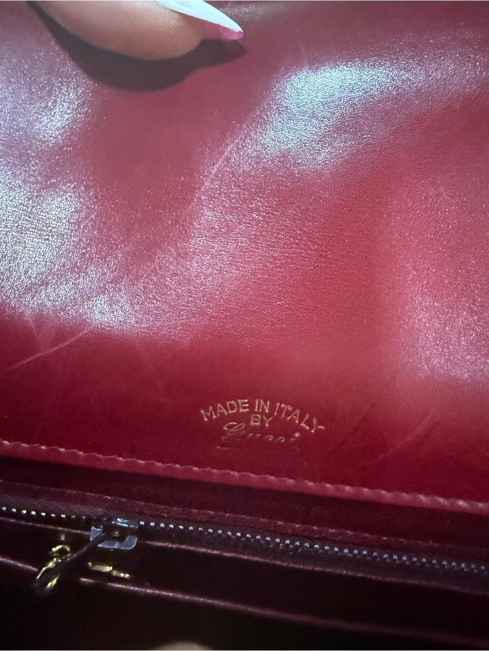🇺🇸Vintage Gucci Red GG Monogram Canvas & Leather Shoulder Bag Italy - Picture 14 of 14